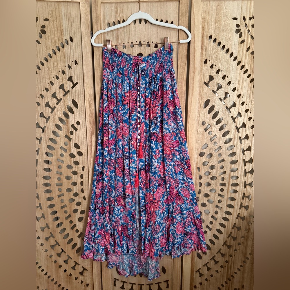 RACHEL Rachel Roy Floral Maxi Skirt in Blue and Pink